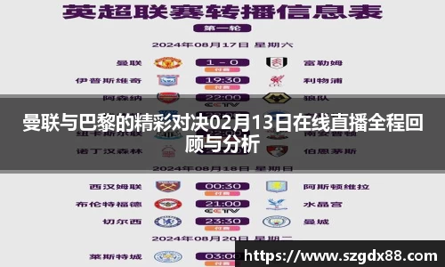 曼联与巴黎的精彩对决02月13日在线直播全程回顾与分析